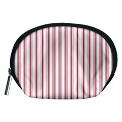 Mattress Ticking Wide Striped Pattern in USA Flag Red and White Accessory Pouches (Medium) 