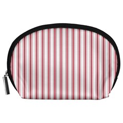 Mattress Ticking Wide Striped Pattern in USA Flag Red and White Accessory Pouches (Large) 