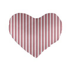 Mattress Ticking Wide Striped Pattern in USA Flag Red and White Standard 16  Premium Flano Heart Shape Cushions