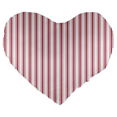 Mattress Ticking Wide Striped Pattern in USA Flag Red and White Large 19  Premium Flano Heart Shape Cushions