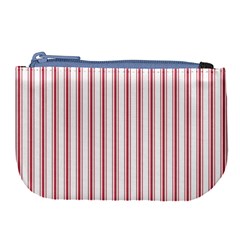 Mattress Ticking Wide Striped Pattern in USA Flag Red and White Large Coin Purse