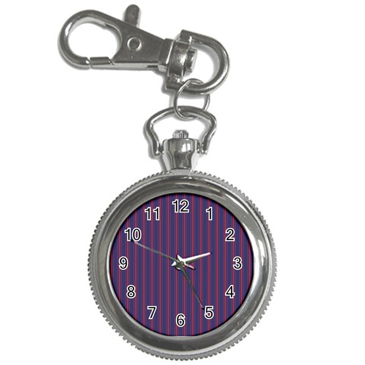 Mattress Ticking Wide Striped Pattern in USA Flag Blue and Red Key Chain Watches