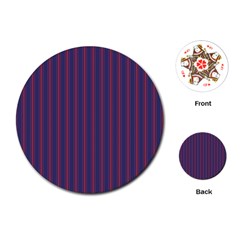 Mattress Ticking Wide Striped Pattern In Usa Flag Blue And Red Playing Cards (round)  by PodArtist