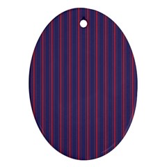 Mattress Ticking Wide Striped Pattern In Usa Flag Blue And Red Oval Ornament (two Sides) by PodArtist
