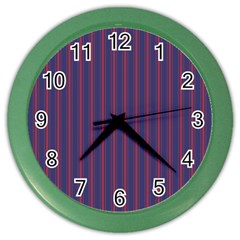 Mattress Ticking Wide Striped Pattern In Usa Flag Blue And Red Color Wall Clocks by PodArtist