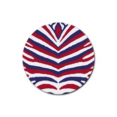 Us United States Red White And Blue American Zebra Strip Rubber Coaster (round)  by PodArtist