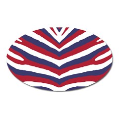 Us United States Red White And Blue American Zebra Strip Oval Magnet by PodArtist