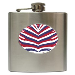Us United States Red White And Blue American Zebra Strip Hip Flask (6 Oz) by PodArtist