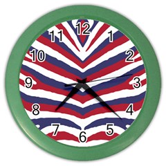 Us United States Red White And Blue American Zebra Strip Color Wall Clocks by PodArtist