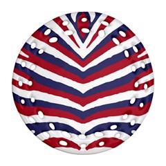 Us United States Red White And Blue American Zebra Strip Round Filigree Ornament (two Sides) by PodArtist