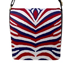 Us United States Red White And Blue American Zebra Strip Flap Messenger Bag (l)  by PodArtist