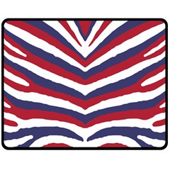 Us United States Red White And Blue American Zebra Strip Double Sided Fleece Blanket (medium)  by PodArtist