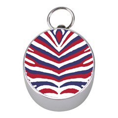 Us United States Red White And Blue American Zebra Strip Mini Silver Compasses by PodArtist