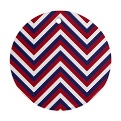 United States Red White And Blue American Jumbo Chevron Stripes Ornament (round) by PodArtist