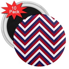 United States Red White And Blue American Jumbo Chevron Stripes 3  Magnets (10 Pack)  by PodArtist