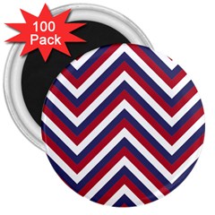 United States Red White And Blue American Jumbo Chevron Stripes 3  Magnets (100 Pack) by PodArtist
