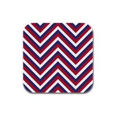 United States Red White And Blue American Jumbo Chevron Stripes Rubber Square Coaster (4 Pack)  by PodArtist
