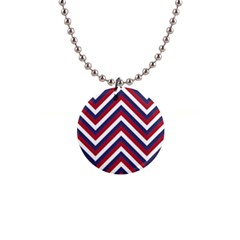 United States Red White And Blue American Jumbo Chevron Stripes Button Necklaces by PodArtist