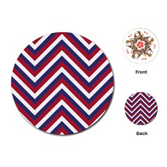 United States Red White And Blue American Jumbo Chevron Stripes Playing Cards (round)  by PodArtist