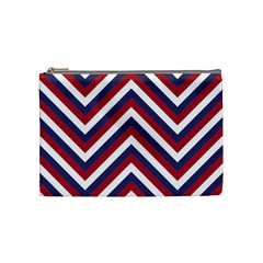 United States Red White And Blue American Jumbo Chevron Stripes Cosmetic Bag (medium)  by PodArtist