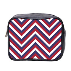 United States Red White And Blue American Jumbo Chevron Stripes Mini Toiletries Bag 2-side by PodArtist