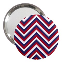 United States Red White And Blue American Jumbo Chevron Stripes 3  Handbag Mirrors by PodArtist