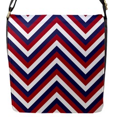 United States Red White And Blue American Jumbo Chevron Stripes Flap Messenger Bag (s) by PodArtist