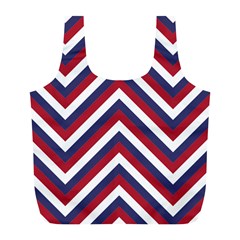 United States Red White And Blue American Jumbo Chevron Stripes Full Print Recycle Bags (l)  by PodArtist