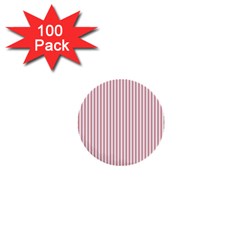 Mattress Ticking Narrow Striped Usa Flag Red And White 1  Mini Buttons (100 Pack)  by PodArtist