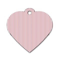 Mattress Ticking Narrow Striped Usa Flag Red And White Dog Tag Heart (two Sides) by PodArtist