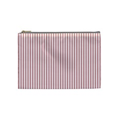 Mattress Ticking Narrow Striped Usa Flag Red And White Cosmetic Bag (medium)  by PodArtist