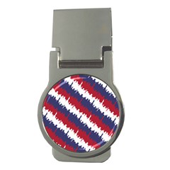 Ny Usa Candy Cane Skyline In Red White & Blue Money Clips (round)  by PodArtist