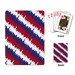 Ny Usa Candy Cane Skyline In Red White & Blue Playing Card by PodArtist