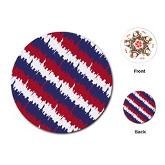 Ny Usa Candy Cane Skyline In Red White & Blue Playing Cards (round)  by PodArtist