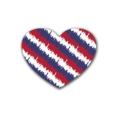 Ny Usa Candy Cane Skyline In Red White & Blue Rubber Coaster (heart)  by PodArtist