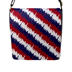 Ny Usa Candy Cane Skyline In Red White & Blue Flap Messenger Bag (l)  by PodArtist