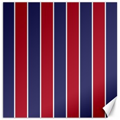 Large Red White And Blue Usa Memorial Day Holiday Vertical Cabana Stripes Canvas 12  X 12   by PodArtist