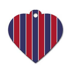 Large Red White And Blue Usa Memorial Day Holiday Vertical Cabana Stripes Dog Tag Heart (two Sides) by PodArtist