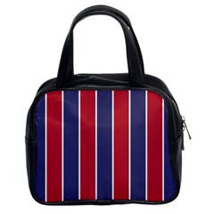 Large Red White And Blue Usa Memorial Day Holiday Vertical Cabana Stripes Classic Handbags (2 Sides) by PodArtist