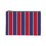 Large Red White and Blue USA Memorial Day Holiday Vertical Cabana Stripes Cosmetic Bag (Large)  Front