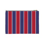 Large Red White and Blue USA Memorial Day Holiday Vertical Cabana Stripes Cosmetic Bag (Large)  Back