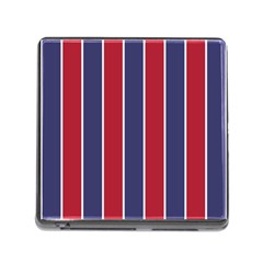 Large Red White And Blue Usa Memorial Day Holiday Vertical Cabana Stripes Memory Card Reader (square) by PodArtist