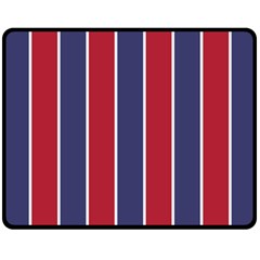 Large Red White And Blue Usa Memorial Day Holiday Vertical Cabana Stripes Double Sided Fleece Blanket (medium)  by PodArtist