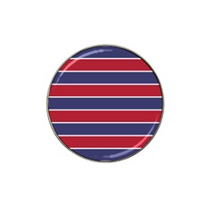 Large Red White And Blue Usa Memorial Day Holiday Horizontal Cabana Stripes Hat Clip Ball Marker (10 Pack) by PodArtist