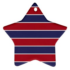 Large Red White And Blue Usa Memorial Day Holiday Horizontal Cabana Stripes Star Ornament (two Sides) by PodArtist