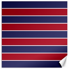 Large Red White And Blue Usa Memorial Day Holiday Horizontal Cabana Stripes Canvas 12  X 12   by PodArtist