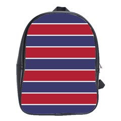 Large Red White And Blue Usa Memorial Day Holiday Horizontal Cabana Stripes School Bag (large) by PodArtist