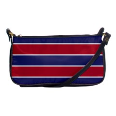 Large Red White And Blue Usa Memorial Day Holiday Horizontal Cabana Stripes Shoulder Clutch Bags by PodArtist