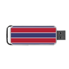 Large Red White And Blue Usa Memorial Day Holiday Horizontal Cabana Stripes Portable Usb Flash (one Side) by PodArtist