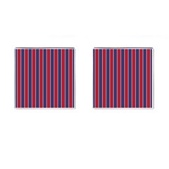 Large Red White And Blue Usa Memorial Day Holiday Pinstripe Cufflinks (square)